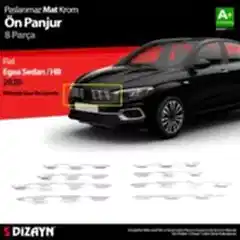 S-Dizayn Fiat Egea SD / HB Krom Ön Panjur Diamond Model 8 Prç 2020 Üzeri Mat Krom A+ Kalite