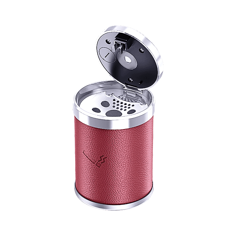 Işıklı küllük deri kaplamalı-basmalı bordo / ICKU60-1