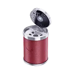 Işıklı küllük deri kaplamalı-basmalı bordo / ICKU60-1