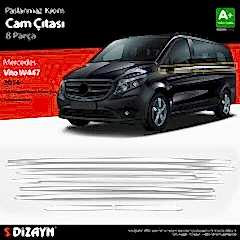 Mercedes Vito Uyumlu W447 Krom Cam Alt Çıtaları 8 Parça. (Tek Sürgülü Kapı-L2 Orta Şasi) 2014 Üzeri Parça