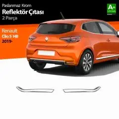 Renault Clio Uyumlu 5 Krom Reflektör Çıtası 2 Parça. 2019 Ve Üzeri