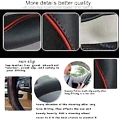 Direksiyon Simidi Kaplaması, 38 cm/15 inç Deri Direksiyon Simidi Kılıfı İğne ve İplikle El Yapımı