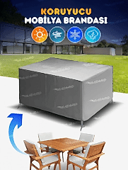 Bahçe Mobilya Masa Sandalye Koruma Kılıf Örtüsü Gri 200x150x75cm Su Geçirmez