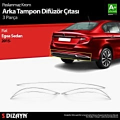 Fiat Egea Sedan Krom Arka Tampon Difüzör Çıtası 3 Prç. 2015 Üzeri
