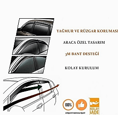Nissan Navara 2016 Sonrası 4 Lü Set Cam Rüzgarlığı Ön Ve Arka Parça