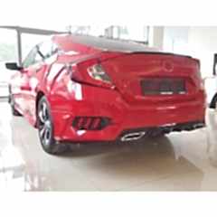 Honda Civic Uyumlu Fc5 2016-2021 Arka Sis 3 Çizgi Kırmızı- Piano Black