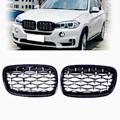 S-Dizayn Bmw X5 E70/E71/E72 Ön Panjur Böbrek Parlak Siyah Çerçeveli Krom Diamond Model 2007-2013