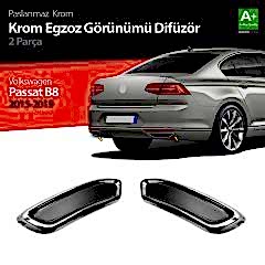 Volkswagen Passat Uyumlu B8 Krom Egzoz Görünümü Difüzör R Line Still 2 Parça S Dizayn 2015-2019