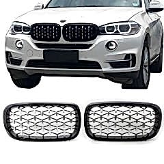 S-Dizayn Bmw X5 F15/F16 Ön Panjur Böbrek Parlak Siyah Çerçeveli Krom Diamond Model 2014-2016