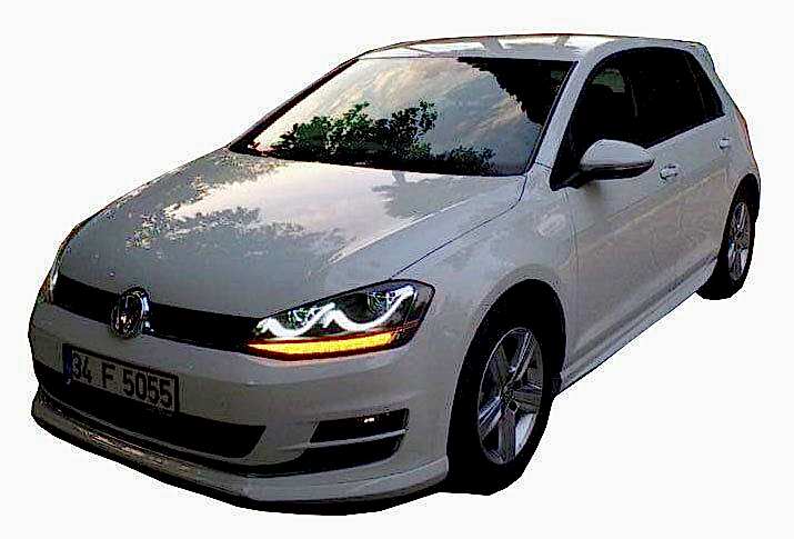 Volkswagen Golf Uyumlu 7 (2012-2019) Aerodinamik Yan Marşpiyel Seti (Plastik) Kırmızı Boyalı