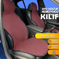 Geely Echo Uyumlu Koltuk Kılıfı Minder Çizgili Siyah Kırmızı 2+1 Ön Arka Set