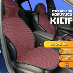 Geely Familia Uyumlu Koltuk Kılıfı Minder Çizgili Siyah Kırmızı 2+1 Ön Arka Set