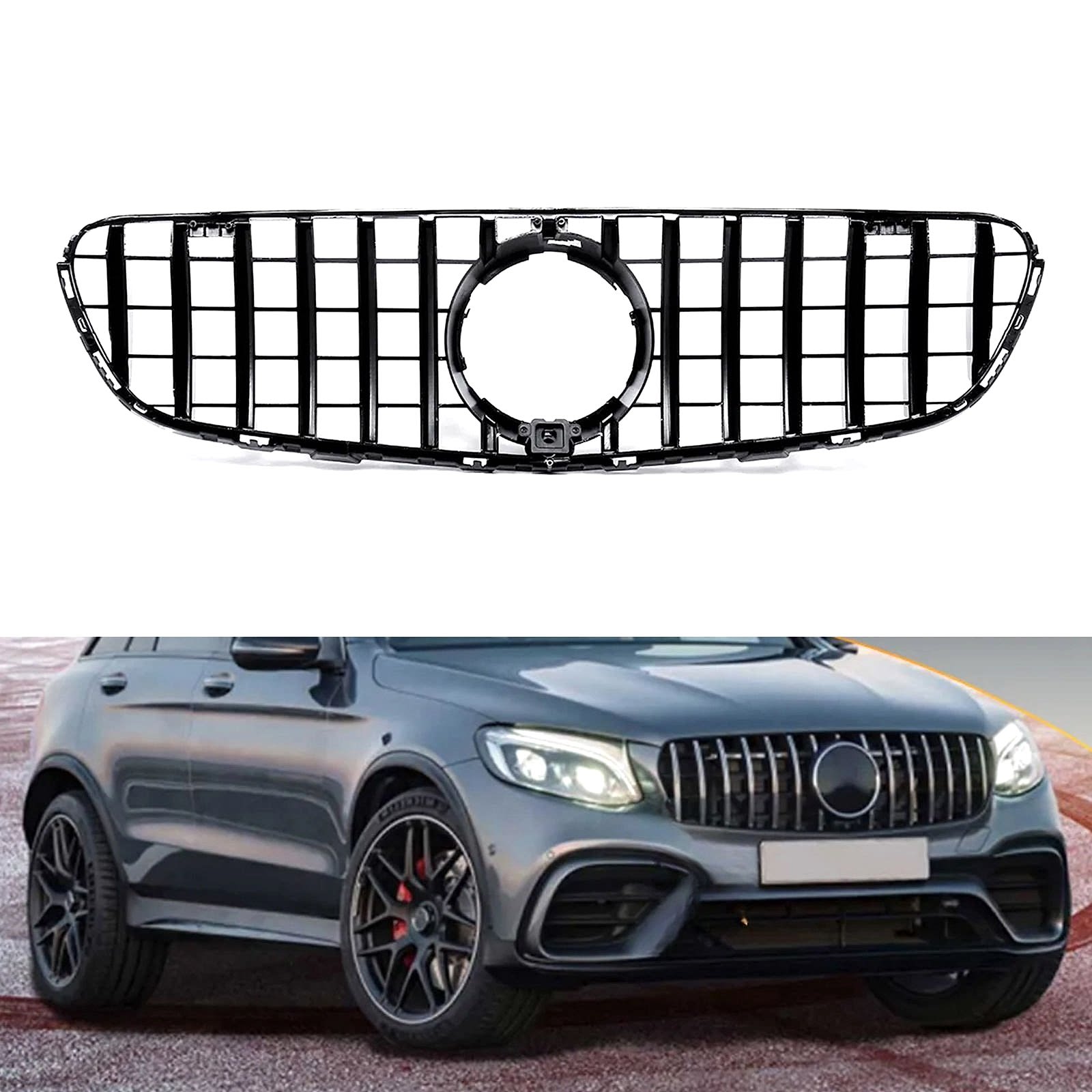 S-Dizayn Mercedes GLC X253 Ön Panjur Parlak Siyah Piano Black GTR Model 2015-2019