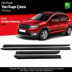 S-Dizayn Dacia Sandero Stepway ABS Plastik Yan Kapı Koruma Çıtası 2013 Üzeri A+ Kalite
