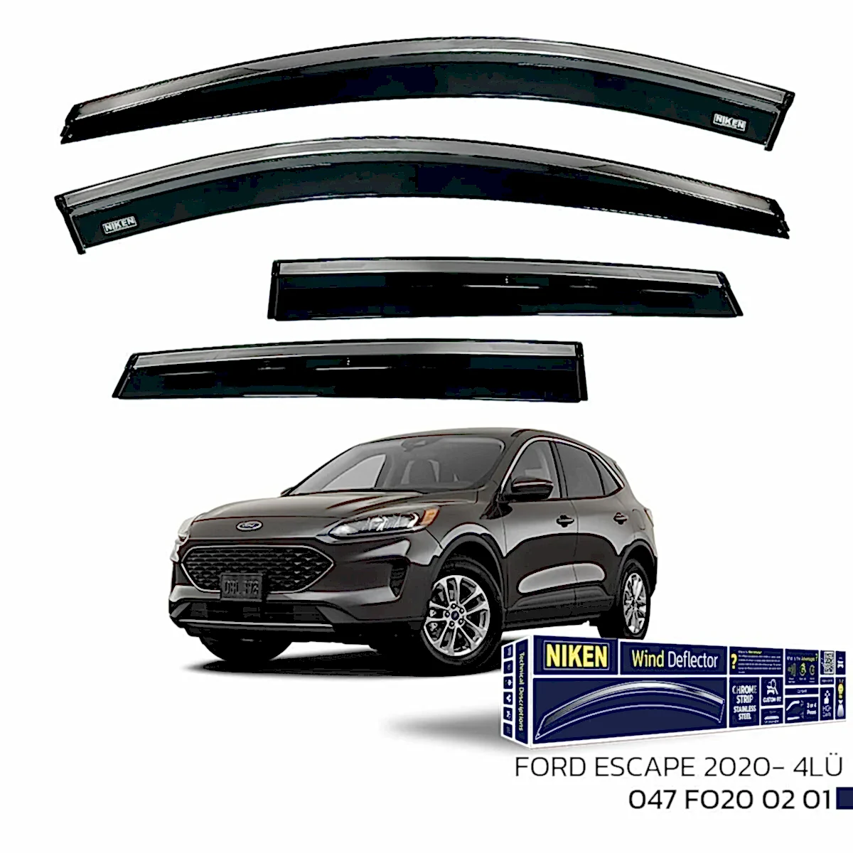 Ford Escape 2020 Sonrası - Kromlu Cam Rüzgarlığı 4Lü Parça