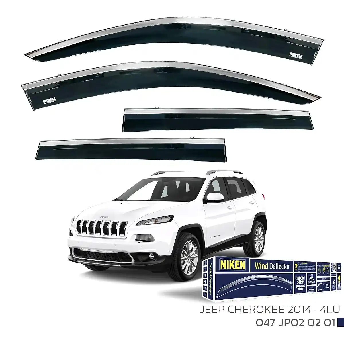 Jeep Cherokee 2014 Sonrası - Kromlu Cam Rüzgarlığı 4Lü Parça