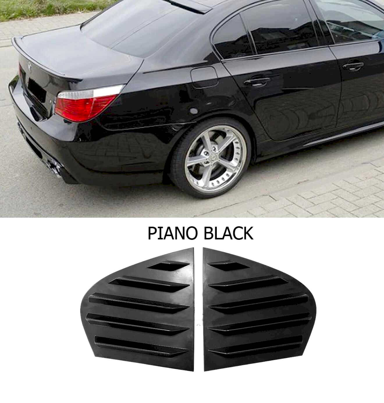 BMW E60 2004-2010 Kelebek Cam Kaplama Parlak Siyah Parça