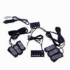 17 fonksiyonlu çakar lamba 12-30v 24 led 6 adet kırmızı*mavi set / LAPA549