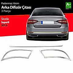 Skoda Superb Uyumlu Krom Egzoz Çıkışı 3 Parça Set 2015-2019