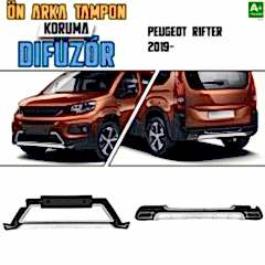 S-Dizayn Peugeot Rifter Ön ve Arka Tampon Koruma Difüzör Seti 2019 Üzeri A+ Kalite