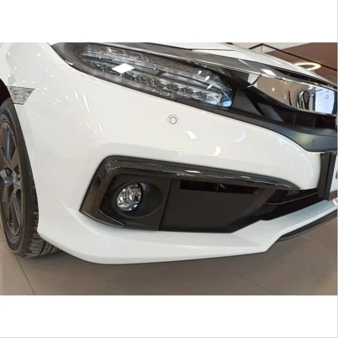 Honda Civic Uyumlu Fc5 2019-2021 Ön Sis Kaşı Kaplaması Karbon (Makyajlı Kasa)