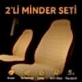 2'li Minder Seti Koltuk Koruyucu Universal Krem Renk Terletmez Leke Tutmaz