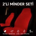 2'li Minder Seti Koltuk Koruyucu Universal Kırmızı Renk Terletmez Leke Tutmaz