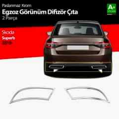 Skoda Superb Uyumlu Krom Egzoz Çıkışı 2 Parça 2020 Ve Üzeri