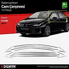 S-Dizayn Toyota Corolla Krom Cam Çerçevesi 12 Prç. 2019 Üzeri