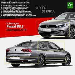 Volkswagen Passat Uyumlu B8.5 İmpression Krom Aksesuar Seti 33 Parça S Dizayn A+Kalite