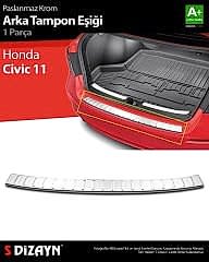 S-Dizayn Honda Civic 11 Krom Arka Tampon Eşiği 2021 Üzeri