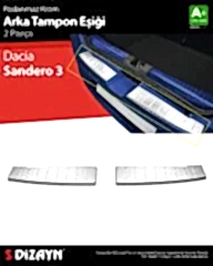 S-Dizayn Dacia Sandero 3 Krom Arka Tampon Eşiği 2 Prç 2020 Üzeri