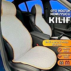 Geely Familia Uyumlu Koltuk Kılıfı Minder Krem 2+1 Ön Arka Set