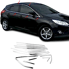 Ford Focus Uyumlu Hatchback 2011 2018 Cam Çıtası Krom Parça