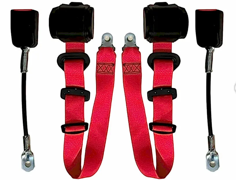 Oto Emniyet Kemeri Kırmızı 3 Nokta Otomatik Demir Kollu 1 Takım 2 Adet