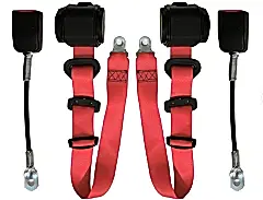 Oto Emniyet Kemeri Kırmızı 3 Nokta Otomatik Demir Kollu 1 Takım 2 Adet