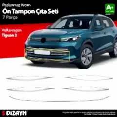 S-Dizayn VW Tiguan 3 Krom Ön Tampon Çıta Seti 7 Prç. 2024 Üzeri A+ Kalite