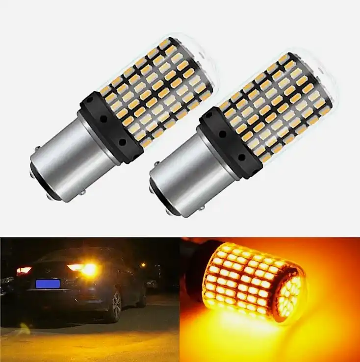 Dekoratif led ampul çift duy turuncu  144led 1157 bay15d 21w / LAAM973