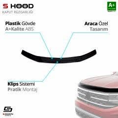 S-Dizayn Toyota Uyumlu Hilux ABS Plastik Kaput Rüzgarlığı 2012-2015 A+Kalite Parça