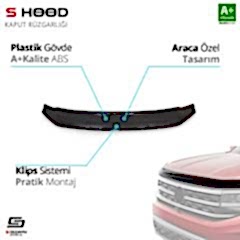 S-Dizayn Volkswagen Uyumlu Amarok ABS Plastik Kaput Rüzgarlığı 2010 Üzeri A+Kalite Parça