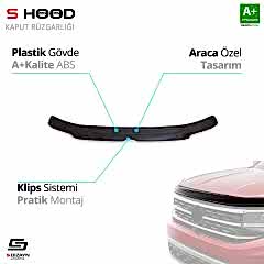 S-Dizayn Volkswagen Uyumlu Transporter T5 ABS Plastik Kaput Rüzgarlığı 2004-2010 A+Kalite Parça