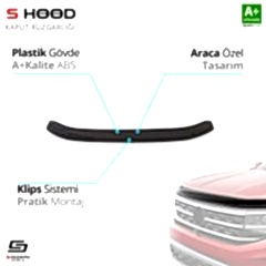 S-Dizayn Volkswagen Uyumlu Transporter T6.1 ABS Plastik Kaput Rüzgarlığı 2015 Üzeri A+Kalite Parça