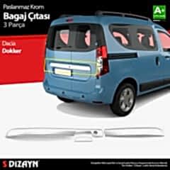 S-Dizayn Dacia Dokker Krom Bagaj Çıtası 3 Prç. 2012 Üzeri A+ Kalite